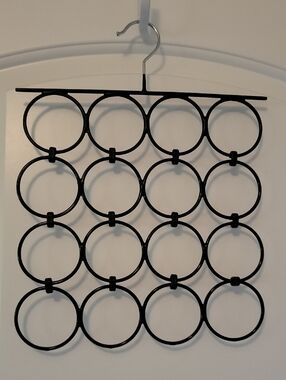 Black Multi-Ring Scarf & Tie Organizer